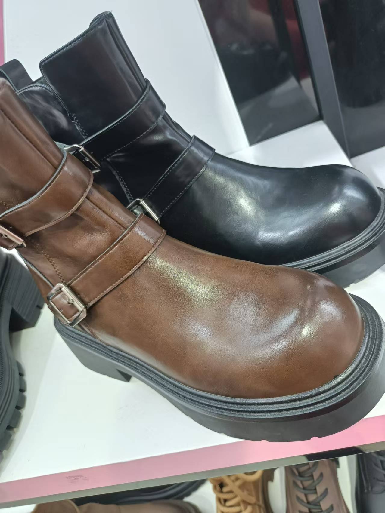 Long brown leather boots for women